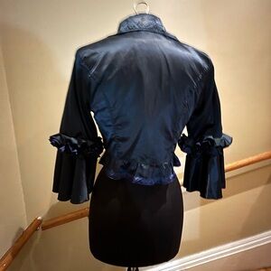 Chloe Navy Ruffled Women's Blazer